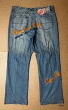 AKDMKS Men's 40x34 Embroidered Y2K Baggy Hip Hop Denim Blue Jeans Akademiks