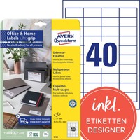 Avery Zweckform 6126 Adressaufkleber 400 Etiketten 485X254Mm A4 Weiß