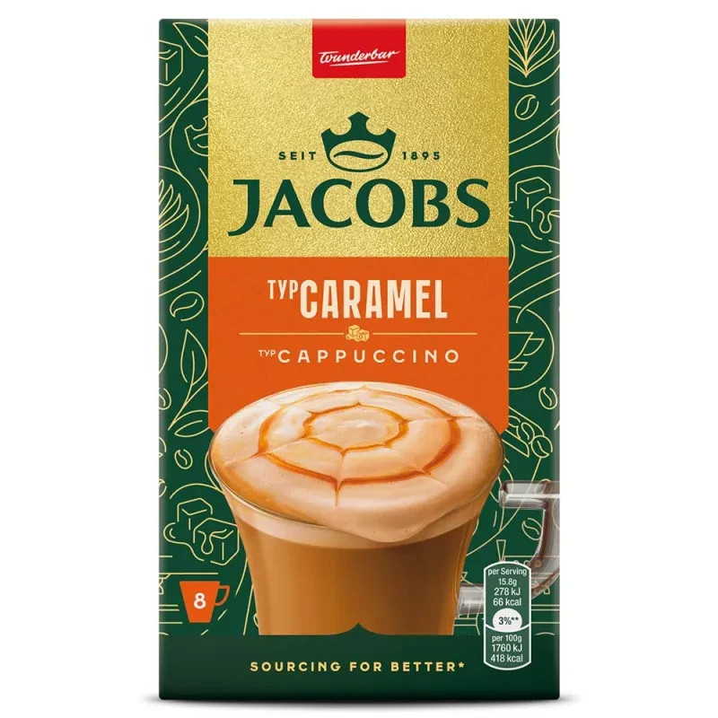 8 x Jacobs CAPPUCCINO CARAMEL - Instant Coffee - 8 x 8 Sachets 96g