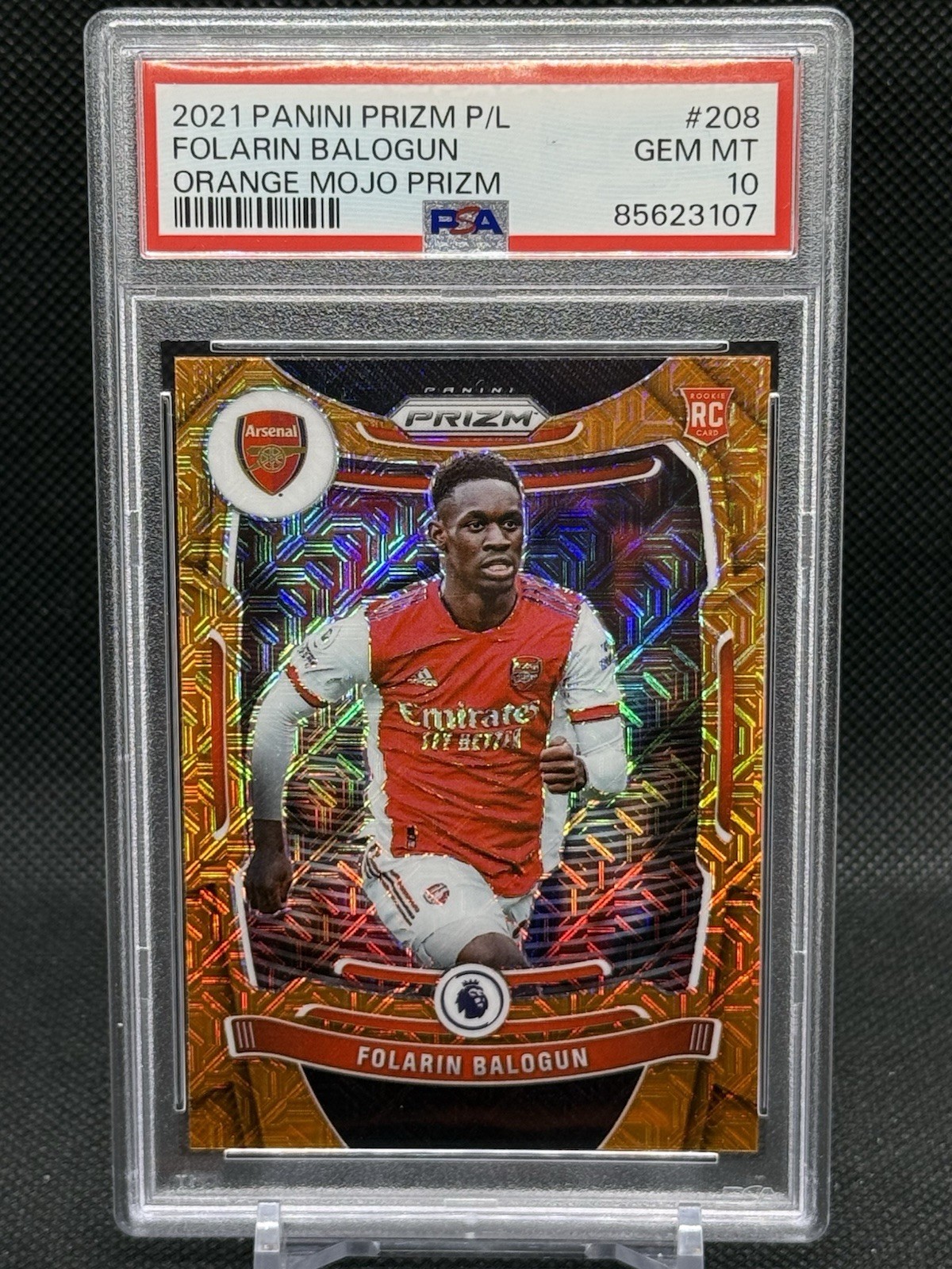 FOLARIN BALOGUN 2021 PANINI PRIZM PREMIER LEAGUE ORANGE MOJO PRIZM ROOKIE PSA 10