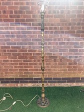 Vintage Pierced Brass Floor Lamp Round Base 162cm Tall