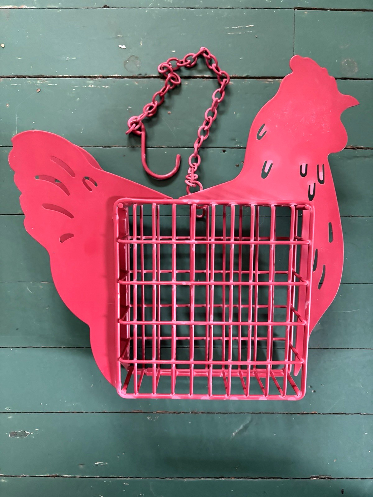 Red Metal Wire Farmhouse Garden Holds 5" X 5" Block
