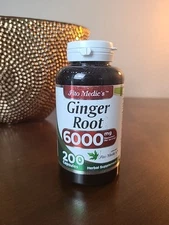Ginger Root Capsules 6000mg | 200 Pills | Highest Potency Supplement Health USA