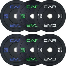 CAP 2-Inch Olympic Bumper Plate Weight Set  100-370 Lbs  Multiple Colors  Sto