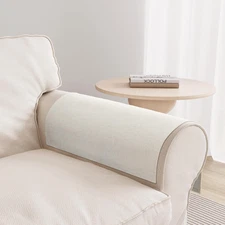 Armrest Covers Set of 2 - Textured Linen Blended, Pet-Proof Easy Fit Sofa Arm Pr