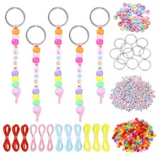 Bead Keychain Making Kit Heart Shaped Keyring Bold Color/Volleyball 564 Pack