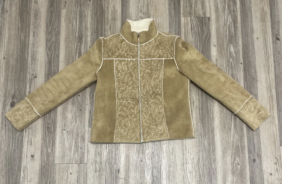 Ralph Lauren Vintage Brown Floral Quilted 80's Faux Suede Jacket Women’s Size M - Изображение 2 из 4