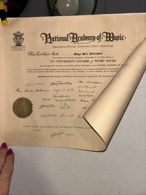 2 Original 1923 National Academy Of Music University Certificate Estate Find