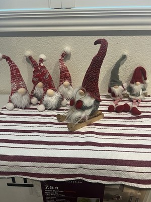 used,GNOME LOVERS a Lot of 7 Gnome Christmas Decor. Red/White/Gray Fabric