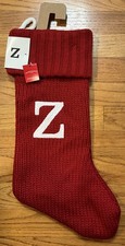 Letter Initial "Z" 18" Red Monogram Xmas Stocking Knitted Knit By: Target NWT