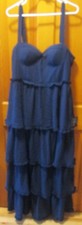 NWT WOMEN'S LULUS SLEEVELESS LONG NAVY BLUE DRESS LAYERED SKIRT SZ XL