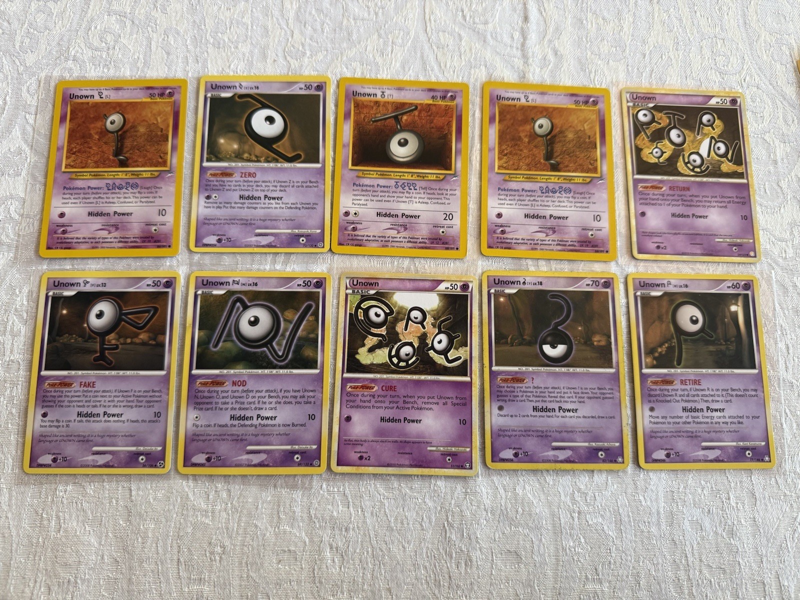 Unown Pokemon Card Set Of 10