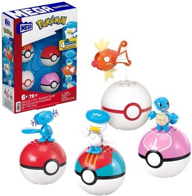 MEGA BLOKS - Pokemon: Water-Type Trainer Team, 79 Piece Buiding Toy Set [Used Ve