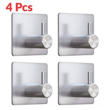 Self Adhesive Hooks 4 Pack Stick On Wall Door Hooks Stainless Steel Coat Hooks