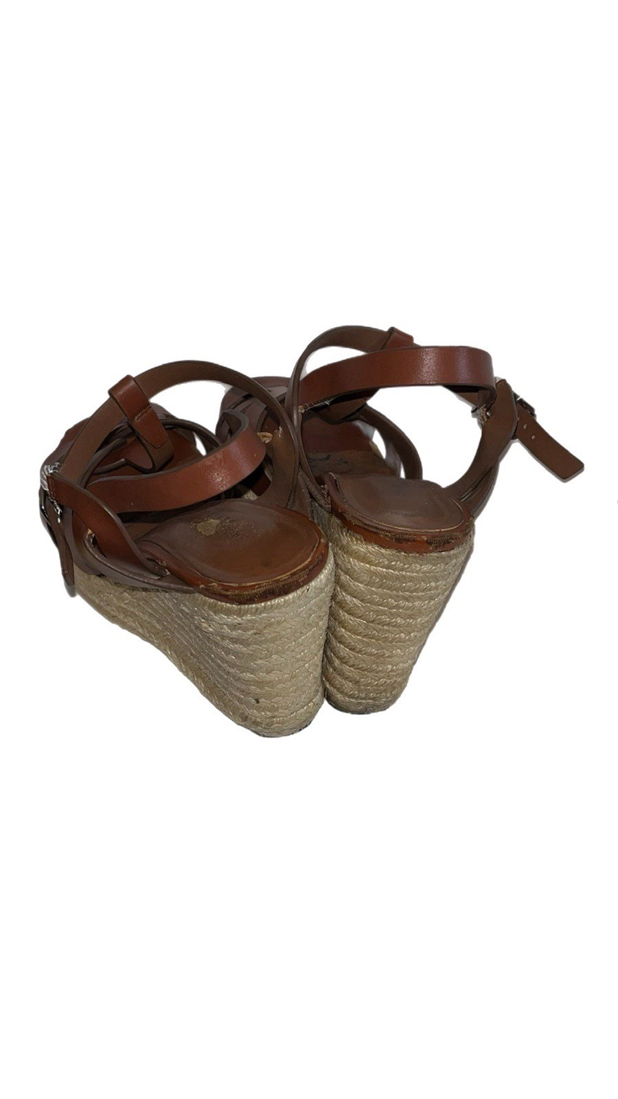 Sandali Yves Saint Laurent Tribute Espadrillas 85 marroni cinturino plateau zeppa 8 5N