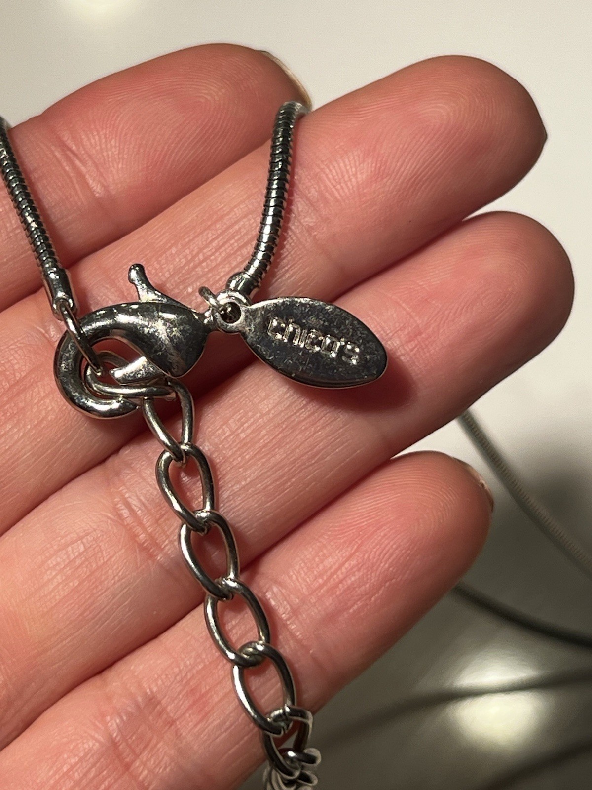 Chicos Long Silver Tone Circle Statement piece - image 4