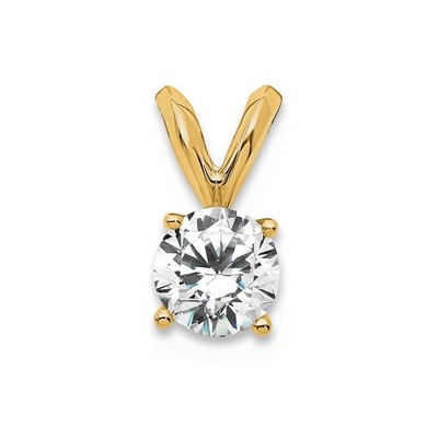14k Gelbgold 1/3 Kt runder zertifizierter im Labor gezüchteter Diamant Solitär Charm Anhänger
