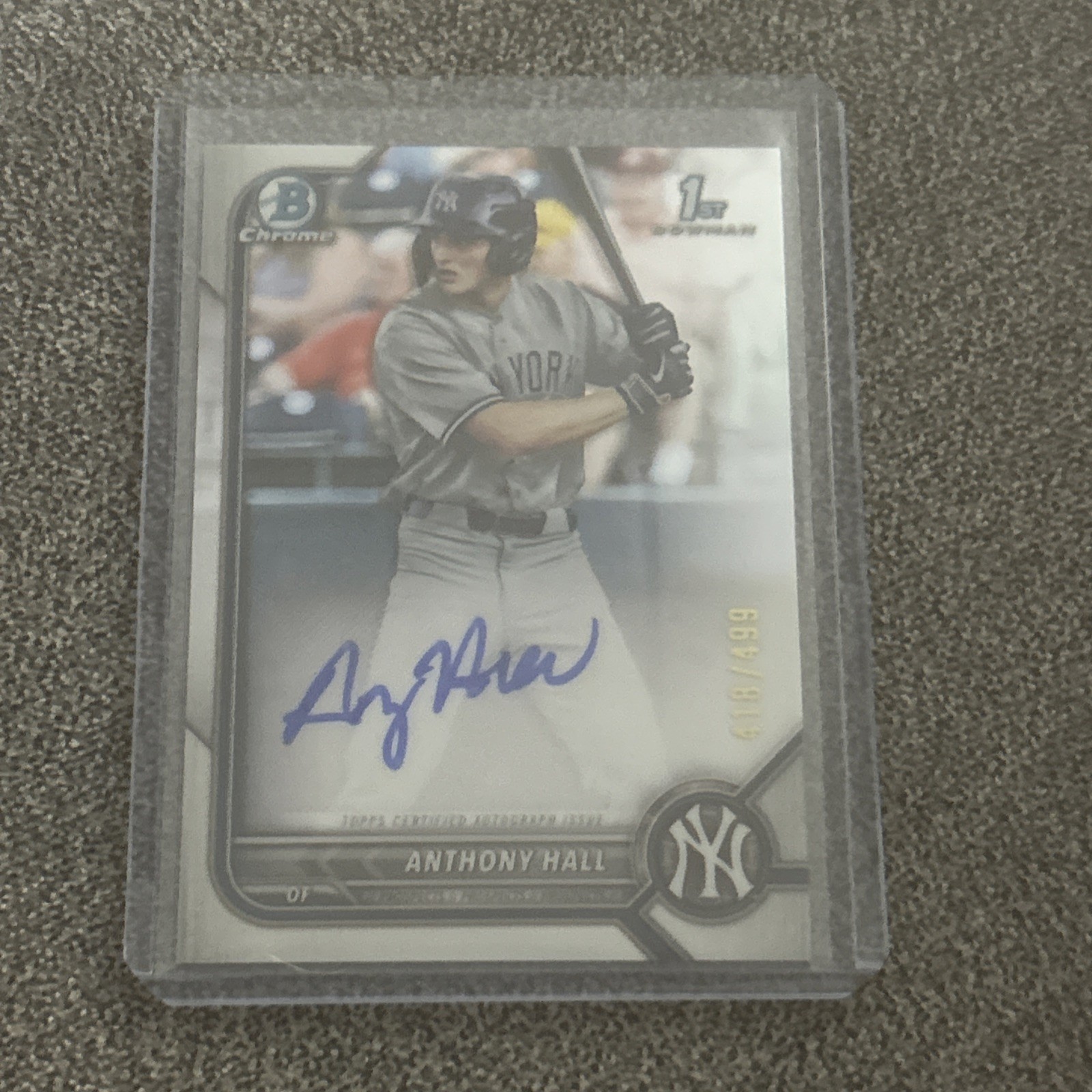 ANTHONY HALL 2022 BOWMAN CHROME DRAFT 1ST PROSPECT REFRACTOR AUTO /499