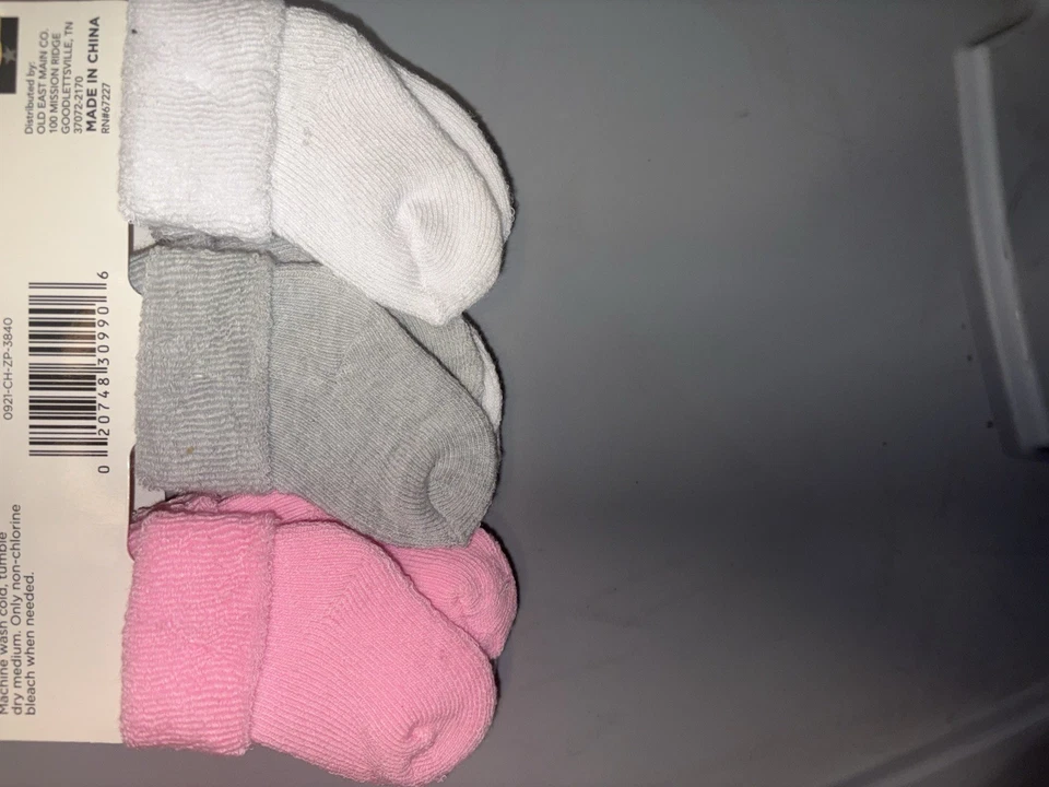 Infant Terry Turn Cuff Socks 6 Pk Pink  Purple 0-12 Month - Image 2 of 2