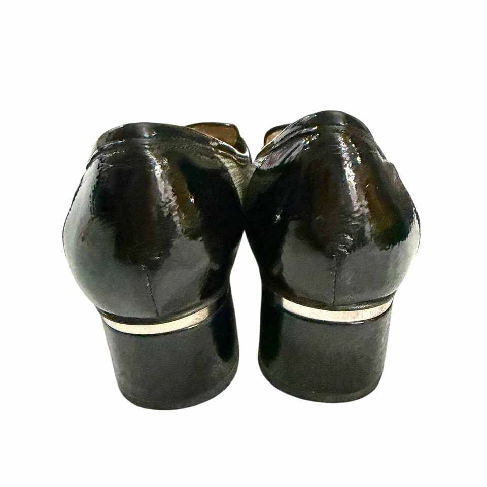 Franco Sarto Grenoble 2 salto bloco couro envernizado tamanho 10 M xadrez franja preta - Imagem 4 de 4