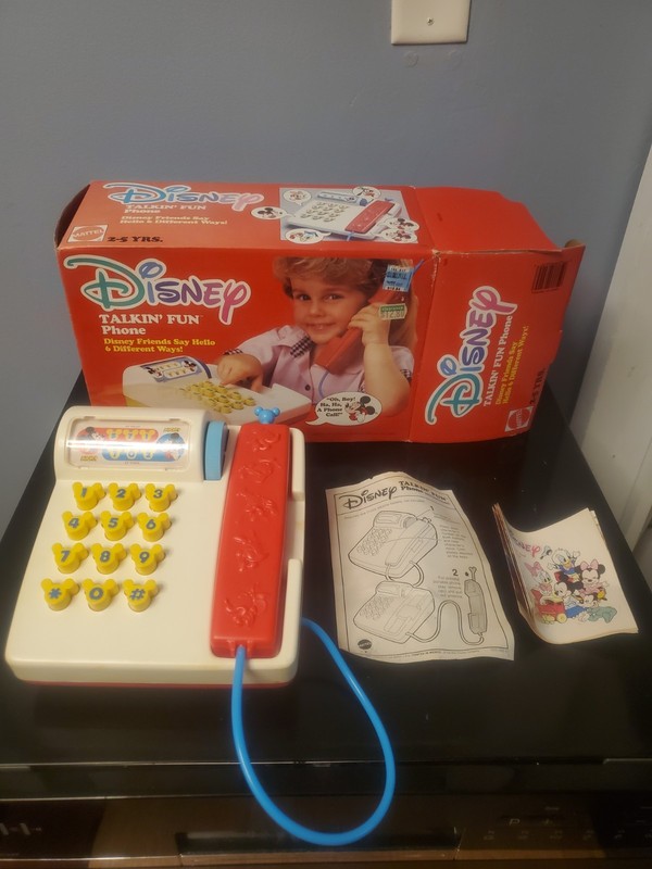 Vintage 1989 Disney Talkin’ Fun Phone Mickey Mouse Rare Toy Tested Works w/ Box