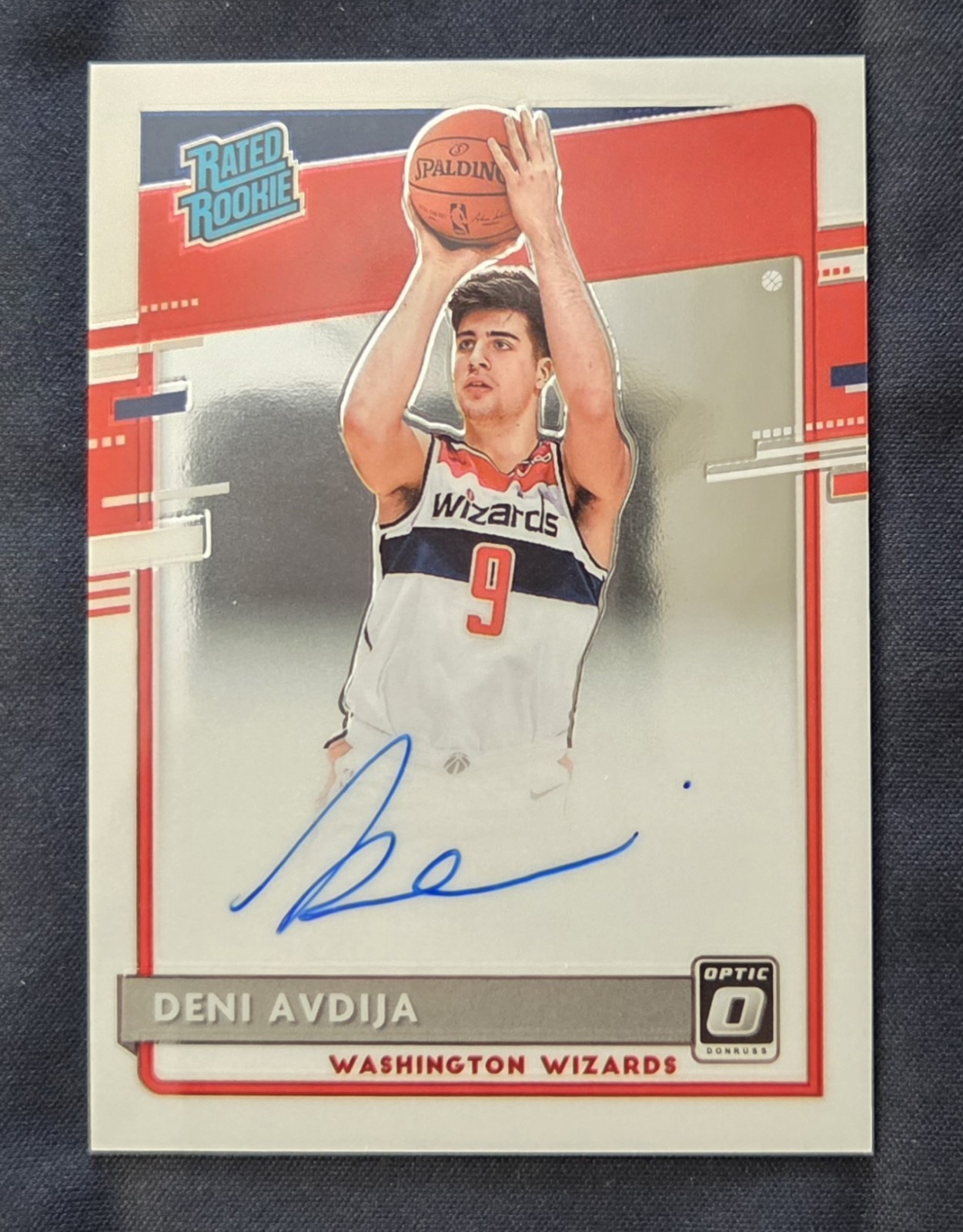 2020 Optic Deni Avdija Rated Rookie Auto On-Card Blazers Wizards
