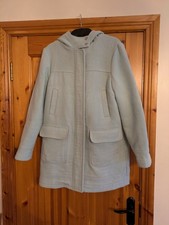 Ladies Duffel Coat Pale Green Full Zip Lined With Pockets Size 12