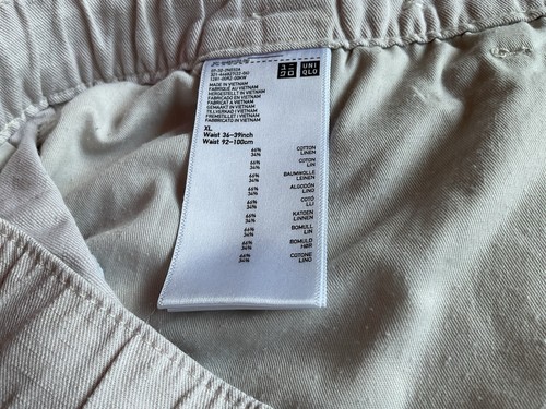Uni Qlo Men’s Cotton Linen Stone Coloured Summer Shorts XL - Picture 3 of 3