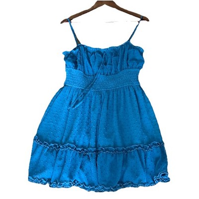 Trixxi Francesca's Ezra Clip Dot Mini Babydoll Dress Teal Size Large Y2K