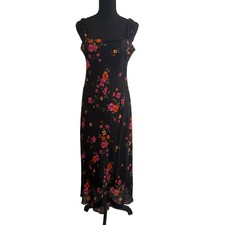 Vintage 90s Evan-Picone Y2K Whimsigoth Maxi Dress Size 10 Dark Floral Coquette