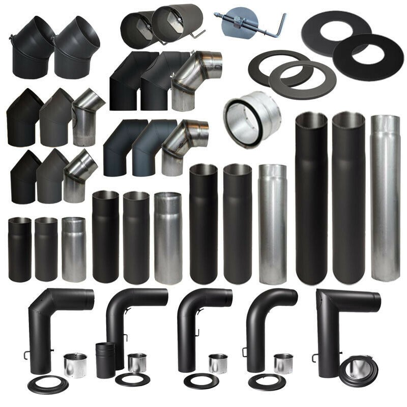 Tubo de horno tubo de humo 120 130 150 160 180 200 mm juego de tubos de chimenea tubo de escape horno 2 mm