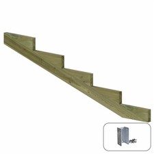 Treppenwange 5 Stufen Holz druckimprägniert 65 cm Höhe 39 cm Trittiefe