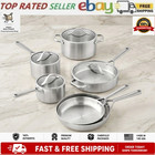 Member's Mark 10Pc Modern Tri-Ply Cookware Set Stainless Steel Pots & Pans New