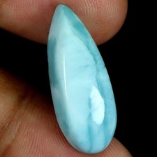 Pear Cab Natural Unheated Top Nice Blue Larimar 16.80ct 27.5x10.5mm Gemstone