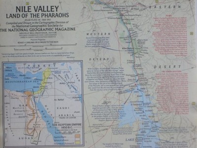 Map NILE VALLEY Ancient Egypt PHARAOHS TOMBS PYRAMIDS Luxor Giza Abu Simel Nubia