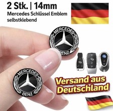 2x Mercedes Schl&uuml;ssel Emblem 14mm Logo Aufkleber selbstklebend Ersatz DE
