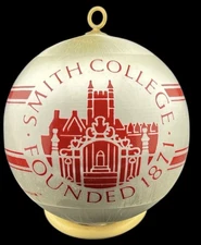 Vintage Smith College Christmas Ornament Red & White Ball In Box 3”