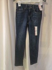 Wonder Nation Girls Skinny Jeans Sz 8 Adjustable Waist Mid Rise Dark Wash