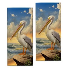 Sunset Pelican Hand Towels - 2 Pack, 14.5" X 28", Soft Microfiber Polyester B...