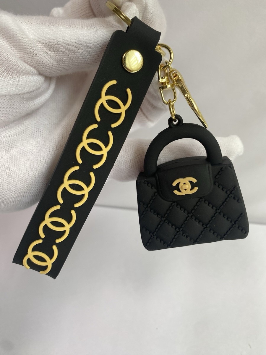 CHANEL VIP Novelty Gift Mini Bag Charm Keychain Quilted Black Gold