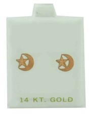 STAR  MOON STUD EARRINGS 14K ROSE GOLD   Brand New With Tag  