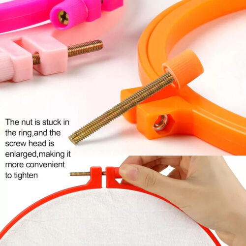 6 Pcs Embroidery Hoop 6 Size, Round Plastic Cross Stitch Hoop with 16 Needles... - Picture 2 of 6