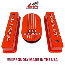 383 Stroker Valve Covers Air Cleaner Kit - Orange Raised Logo - Ansen Usa
