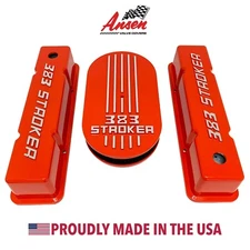 383 STROKER Valve Covers & Air Cleaner Kit - ORANGE, Raised Logo - Ansen USA