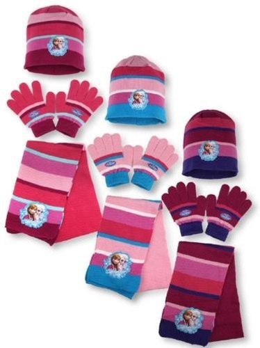 DISNEY FROZEN BAMBINA CAPPELLO LAVORATO A MAGLIA SET DI SCIARPA E GUANTI |  eBay