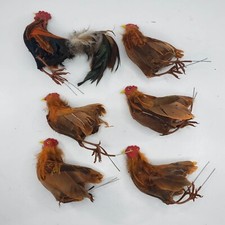 Vintage Chicken Ornament Wire Bird Feather Floral Arrangement Wedding Craft