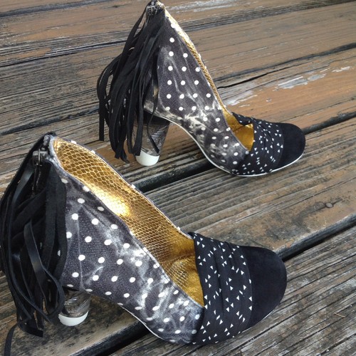 Irregular Choice Milkshake Mush Black White Pumps 9 EU 39 Pinup Rockabilly Shoes - Picture 5 of 12