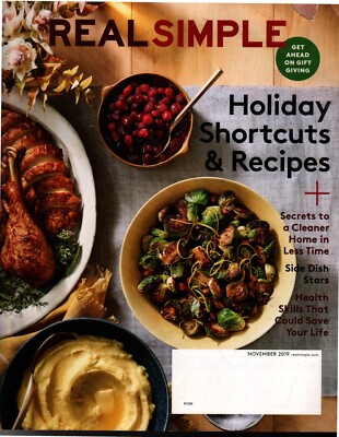 Real Simple November 2019 Holiday Shortcuts & Recipes NEW