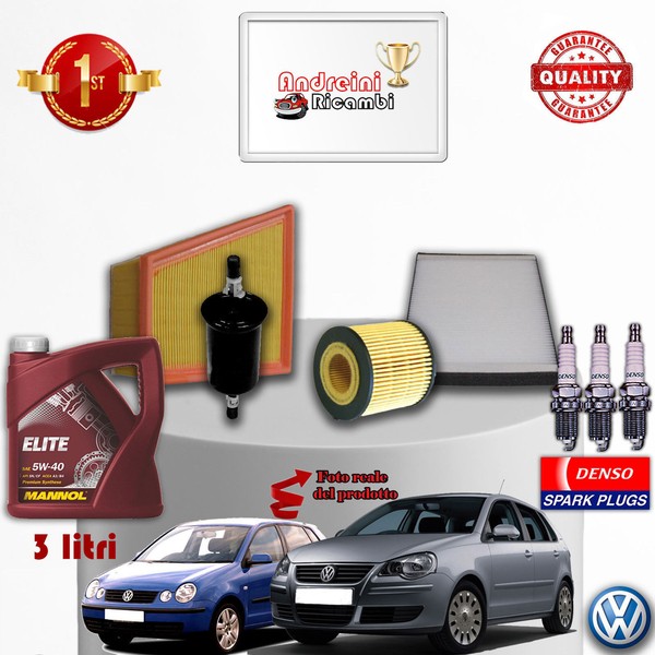 Inspektionskit Filter ÖL Kerzen VW Polo IV 1.2 12V 47KW 65CV Von 2004->-image