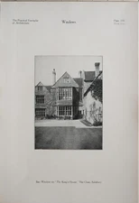 1915 ARCHITECTURE PRINT BAY WINDOW THE KING'S HOUSE THE CLOSE SALISBURY